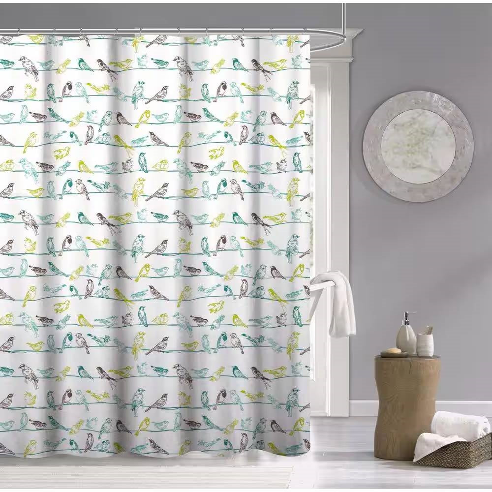 Soaring Serenity Bird Print Shower Curtain- Spa Collection
