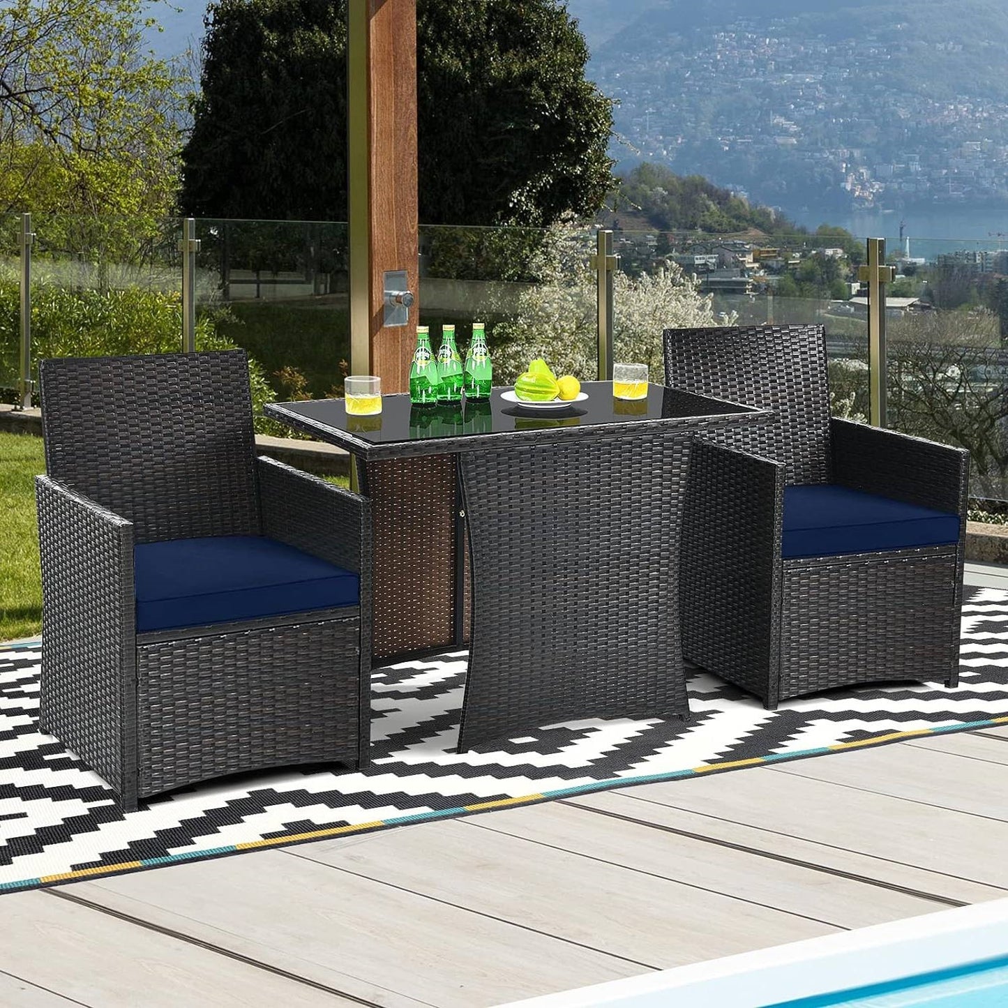 The Cozy Cove 3-Piece Patio Bistro Set- Glamorocean Collection