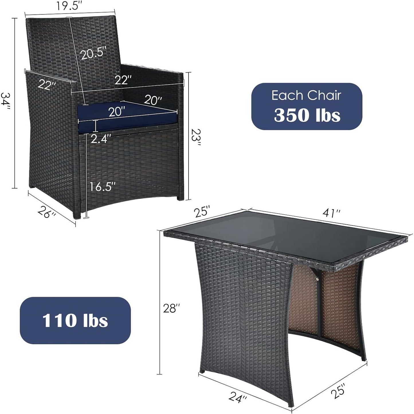 The Cozy Cove 3-Piece Patio Bistro Set- Glamorocean Collection