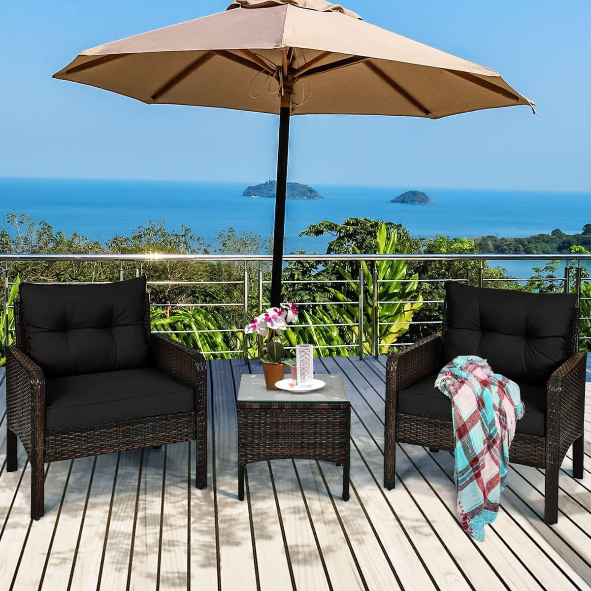The Chill Charm 3-Piece Rattan Patio Set-Glamorocean Collection
