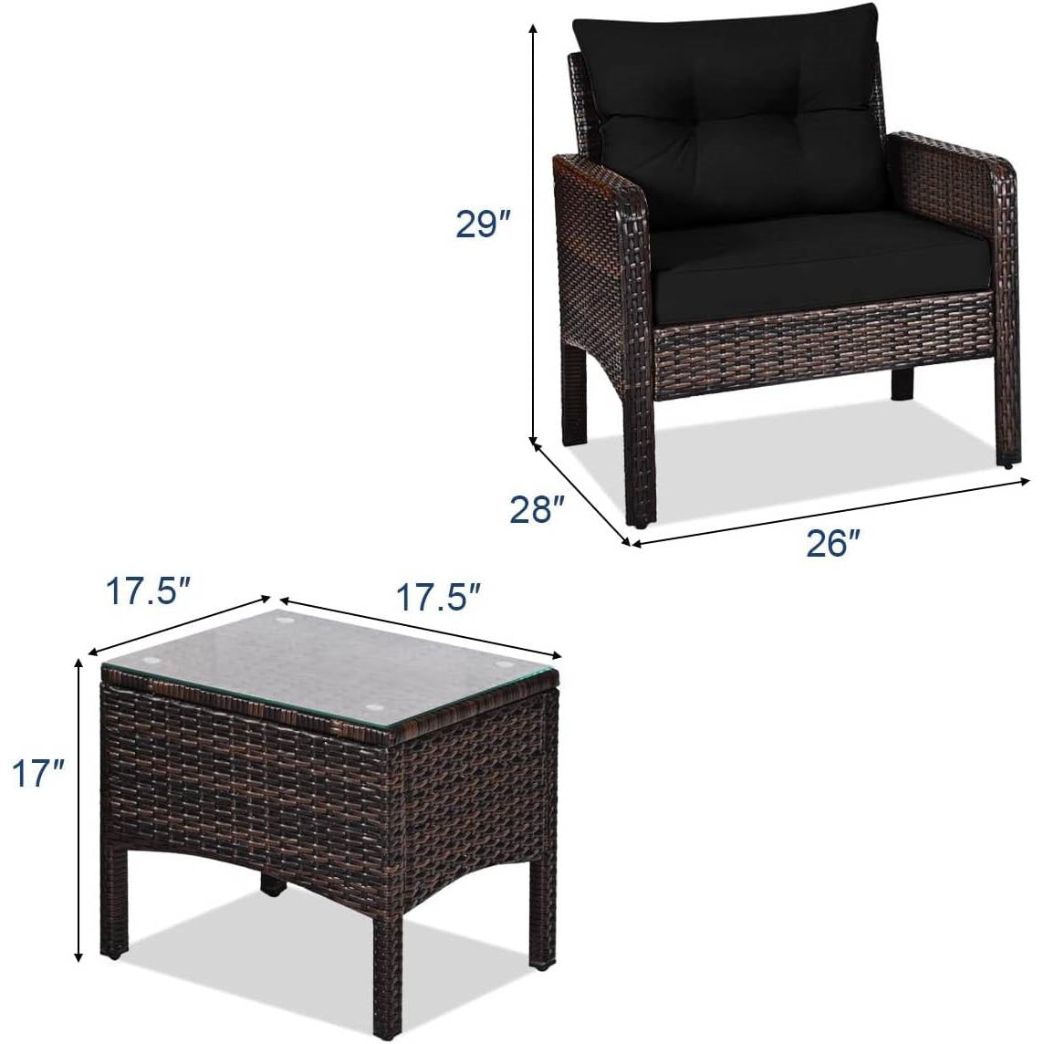 The Chill Charm 3-Piece Rattan Patio Set-Glamorocean Collection
