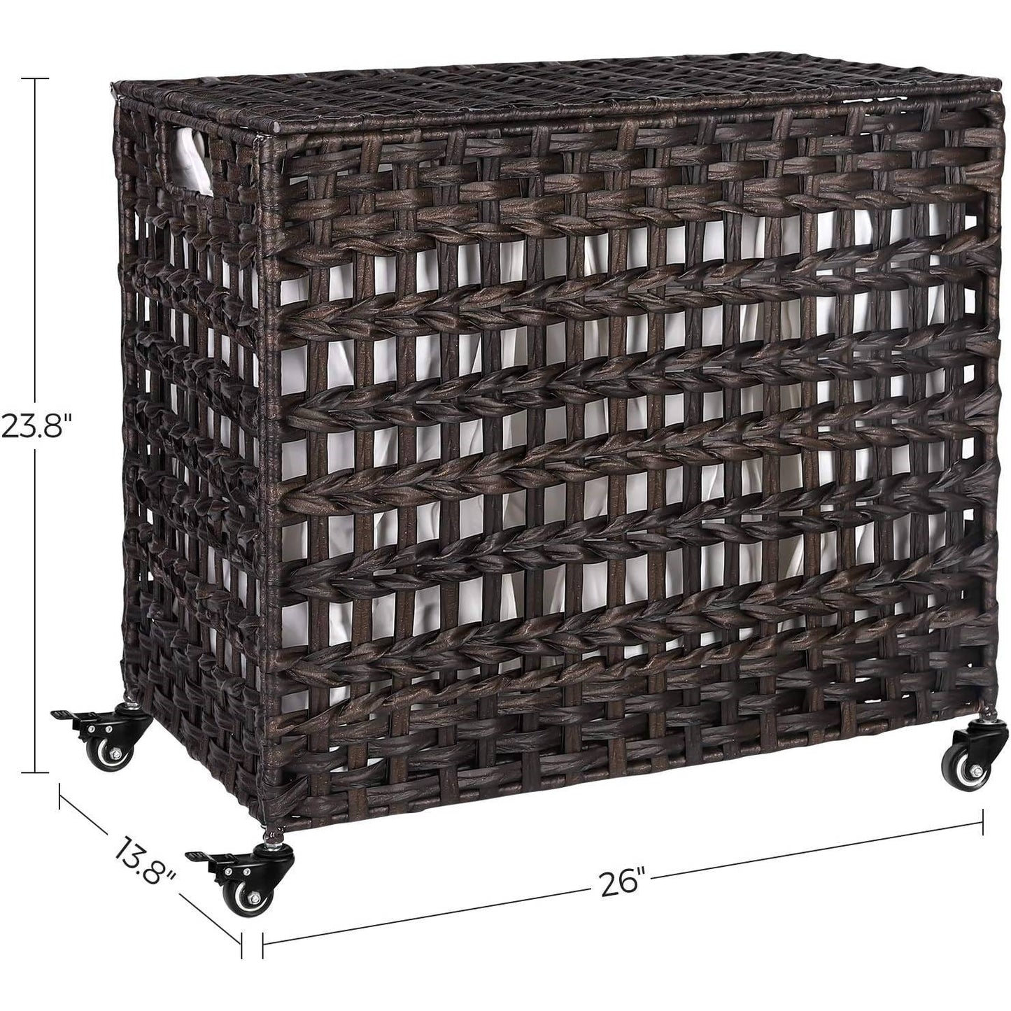 The Laundry Boss: 3-Bin Rattan Sorter Cart- Spa Collection