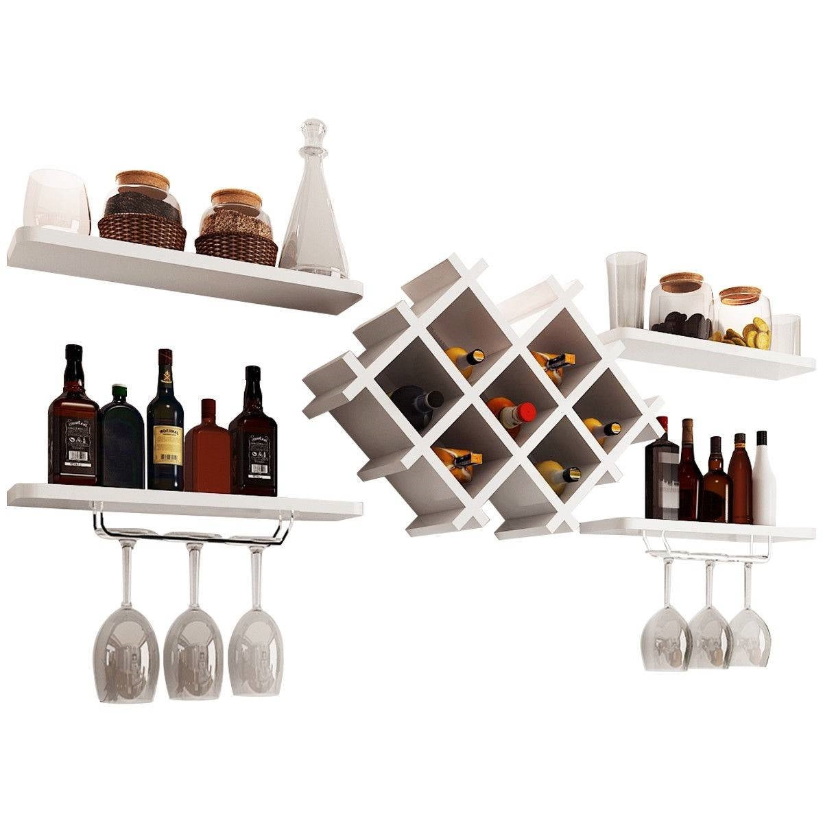 Sip & Display Wall-Mounted Wine Rack Set- Earth Tone Collection