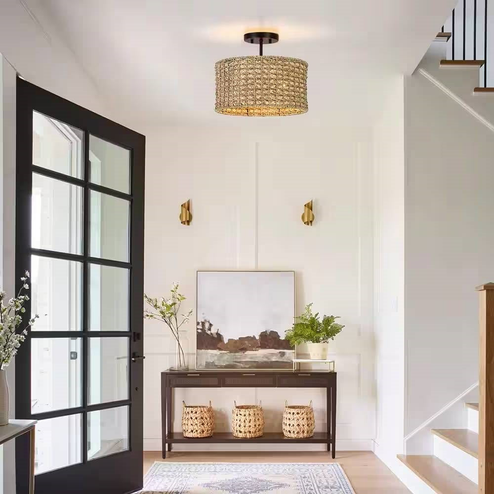 Good Vibes Only Rattan Drum Light- Earth Tone Collection