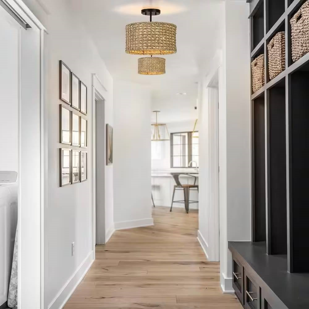 Good Vibes Only Rattan Drum Light- Earth Tone Collection