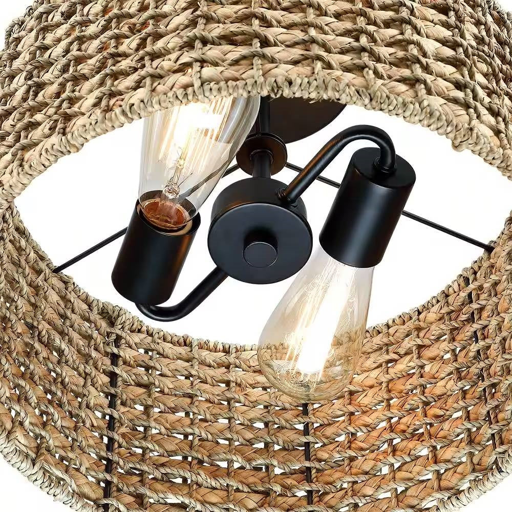 Good Vibes Only Rattan Drum Light- Earth Tone Collection
