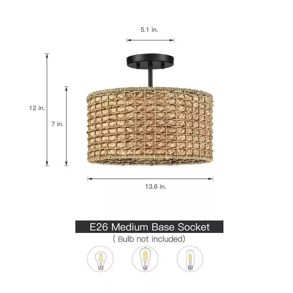 Good Vibes Only Rattan Drum Light- Earth Tone Collection