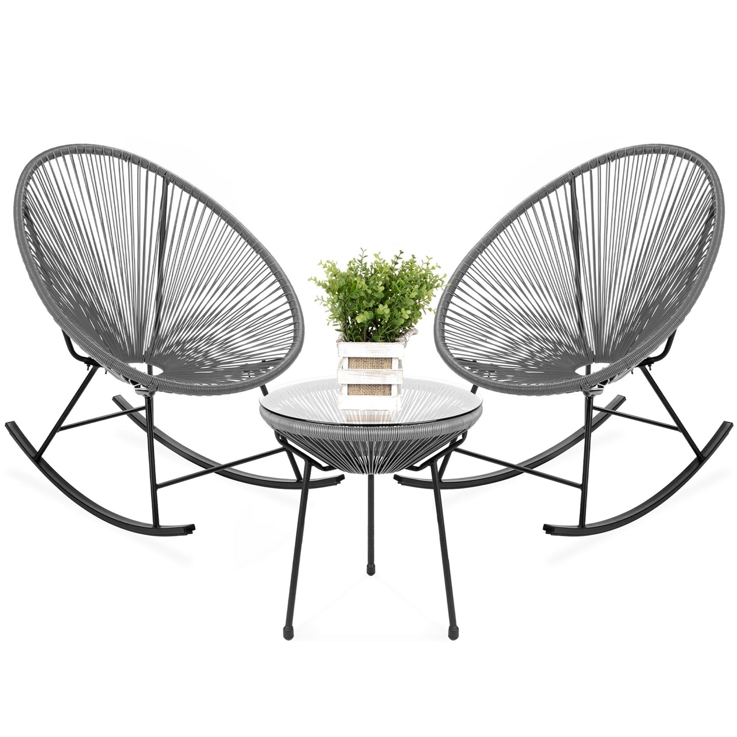 The Rock & Ravel 3-Piece Woven Patio Bistro Set- Glamorocean Collection