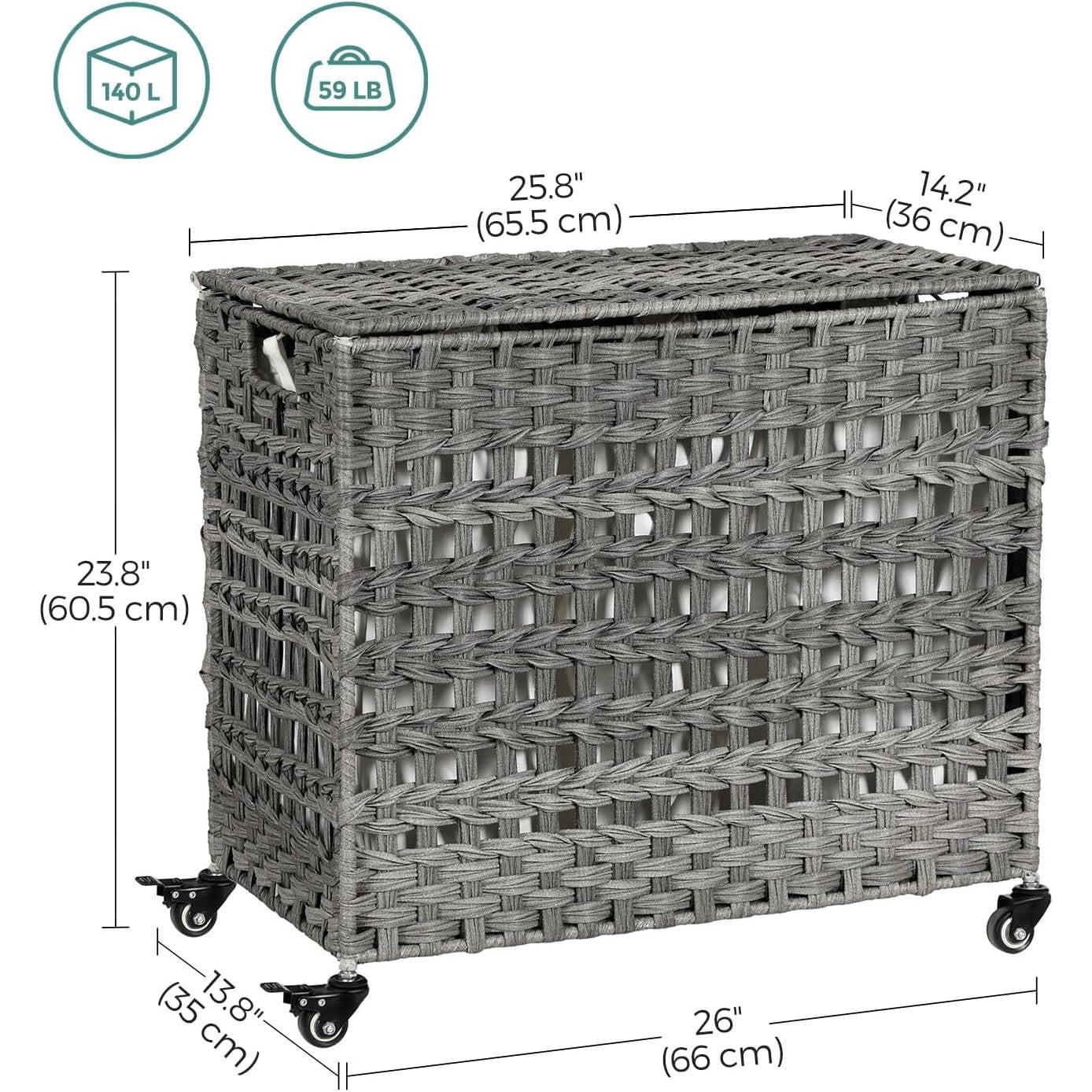 The Laundry Boss: 3-Bin Rattan Sorter Cart- Spa Collection
