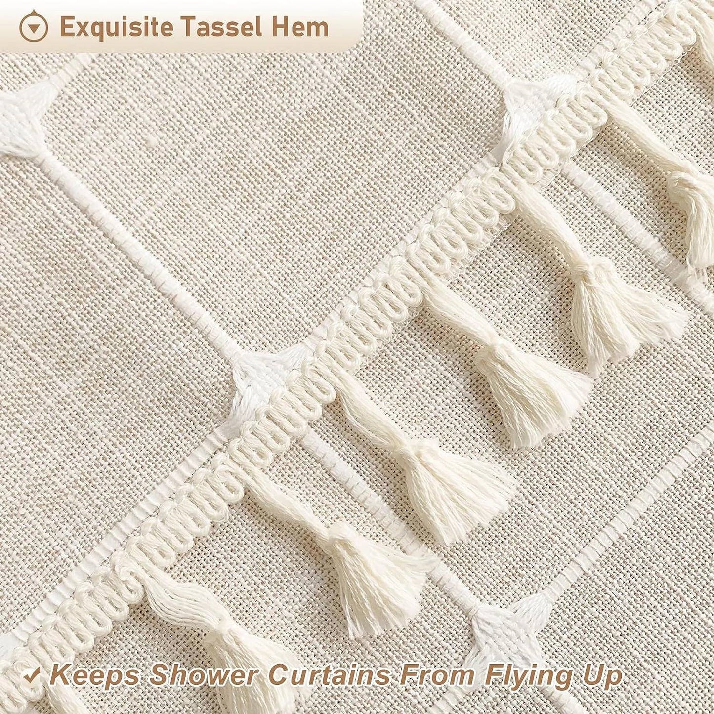 Rustic Boho Chic Tassel Shower Curtain- Spa Collection