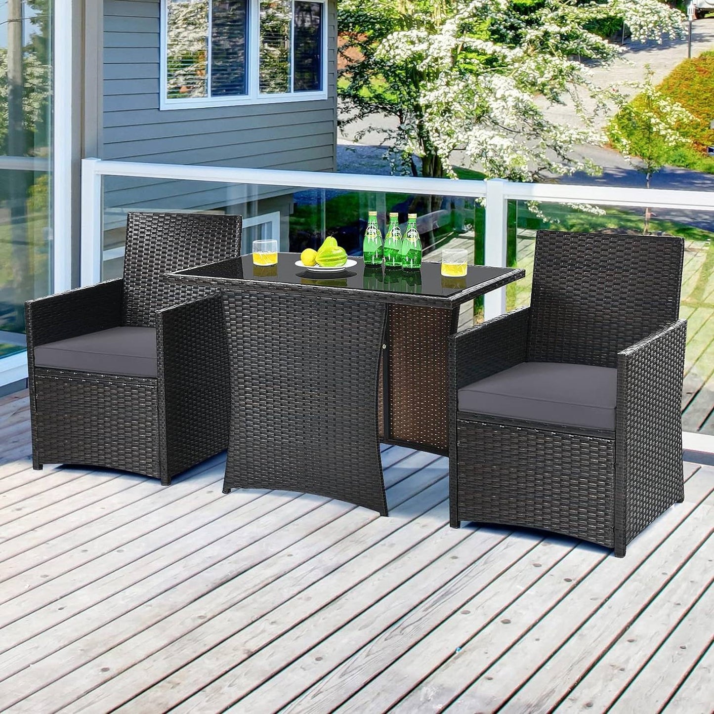 The Cozy Cove 3-Piece Patio Bistro Set- Glamorocean Collection