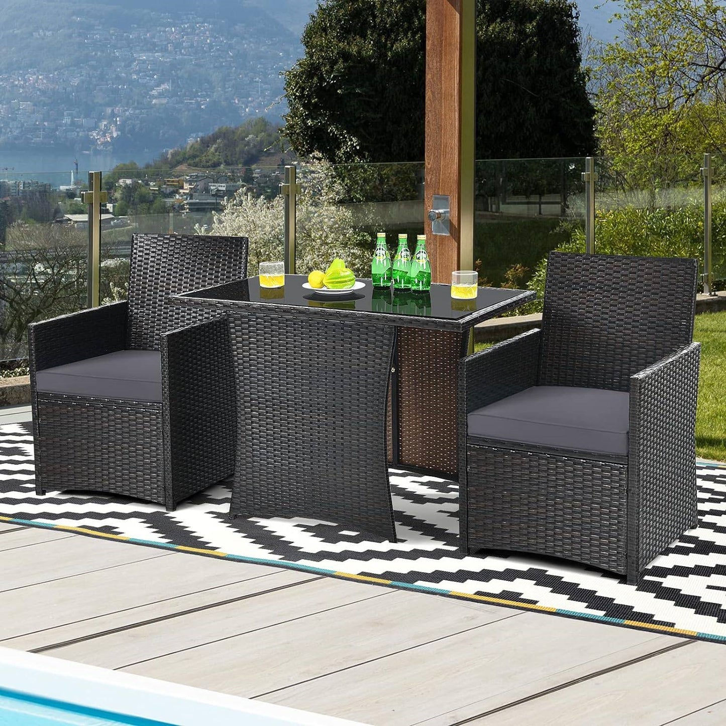 The Cozy Cove 3-Piece Patio Bistro Set- Glamorocean Collection