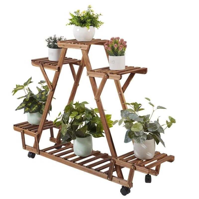 The Pine Parade on Wheels Plant Stand- Earth Tone Collection