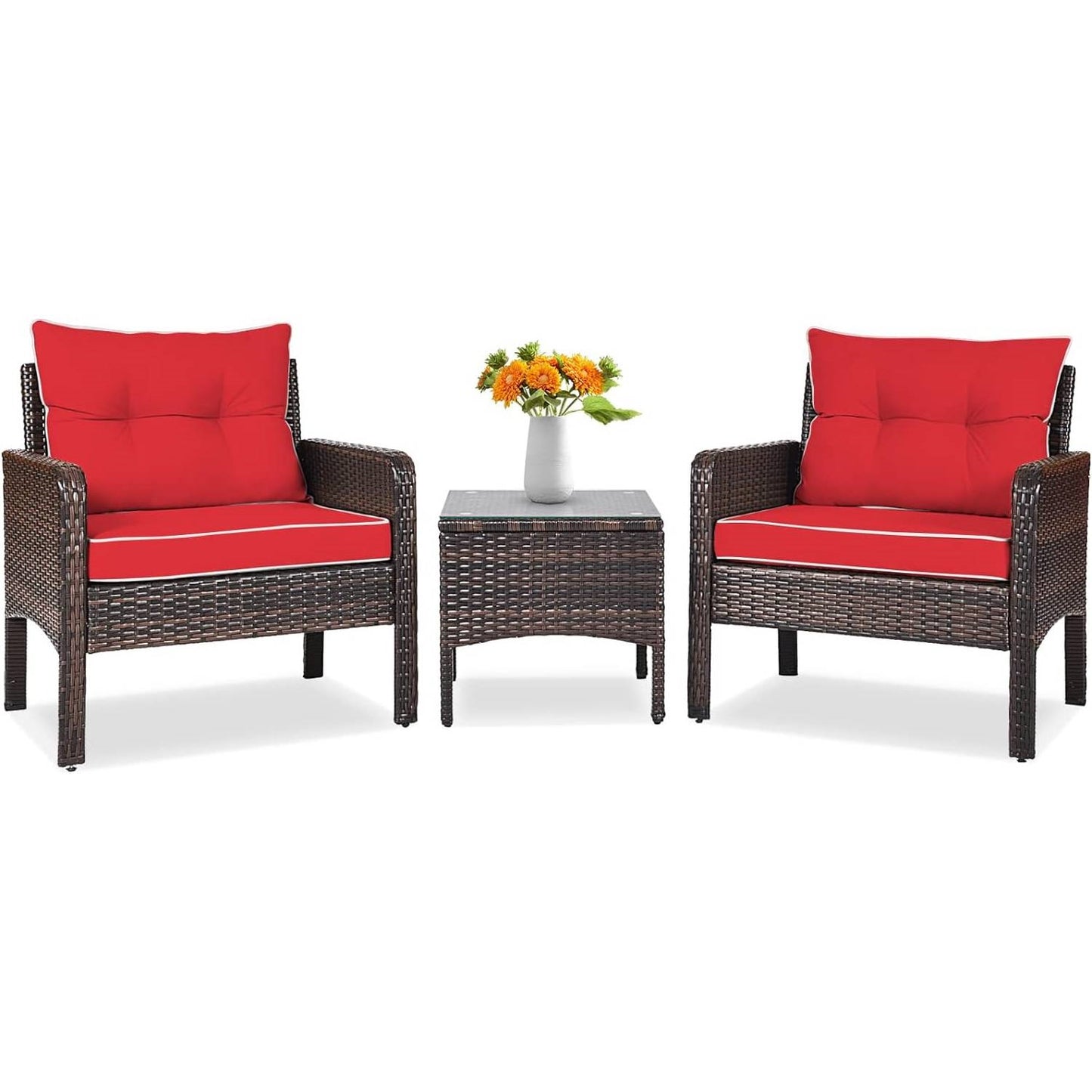 The Chill Charm 3-Piece Rattan Patio Set-Glamorocean Collection
