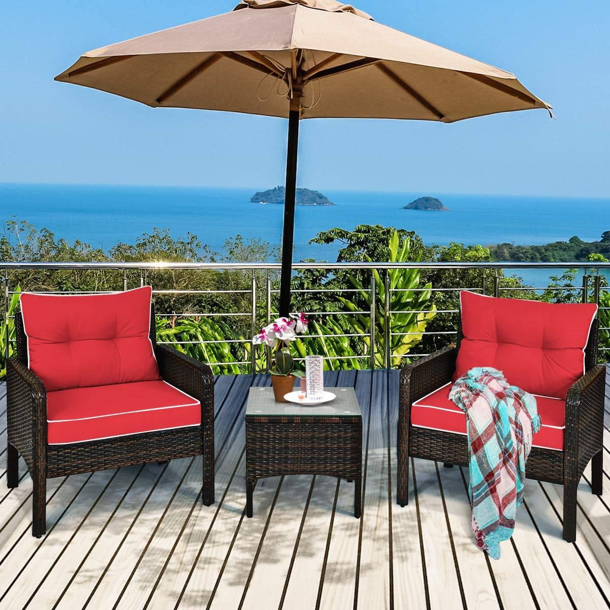 The Chill Charm 3-Piece Rattan Patio Set-Glamorocean Collection