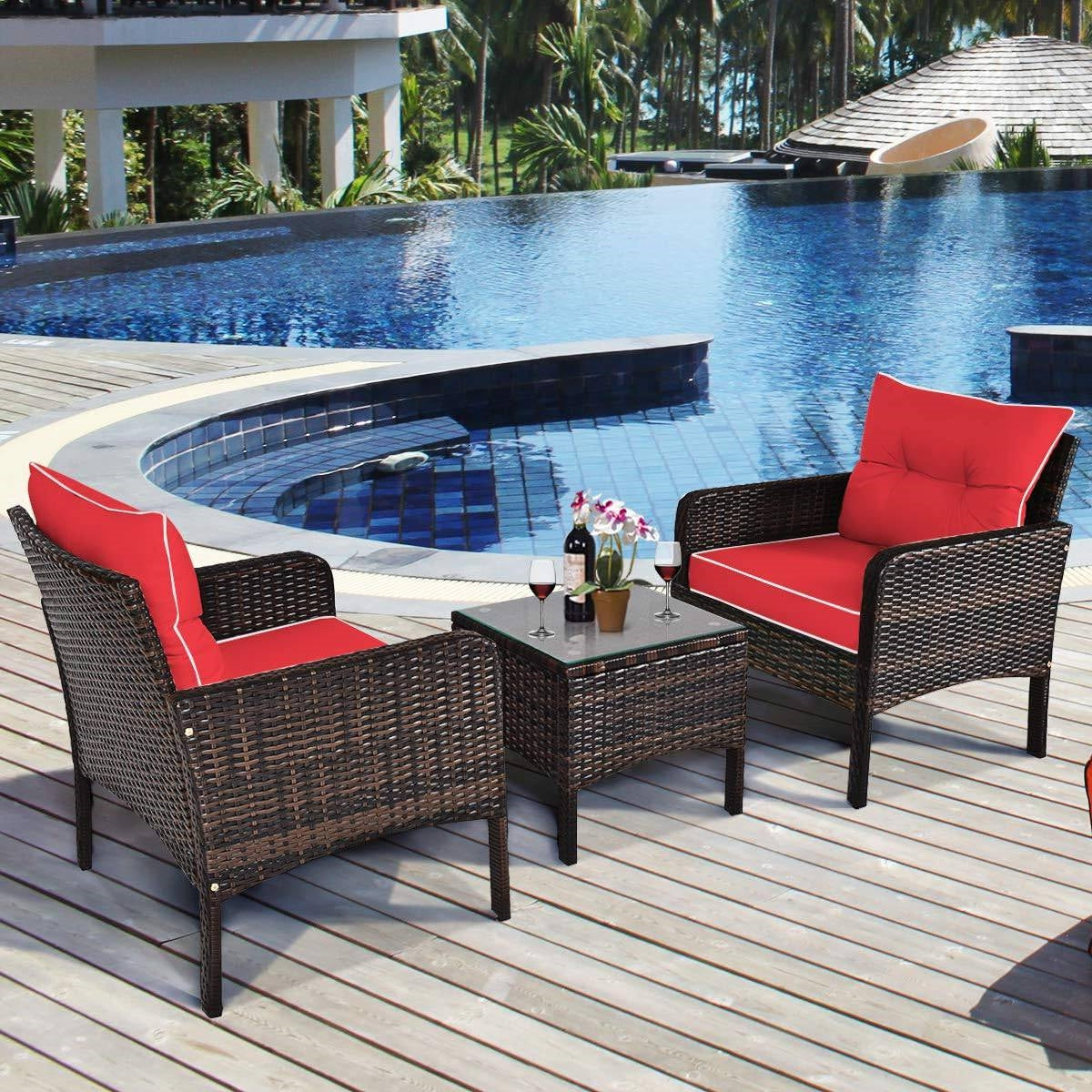 The Chill Charm 3-Piece Rattan Patio Set-Glamorocean Collection