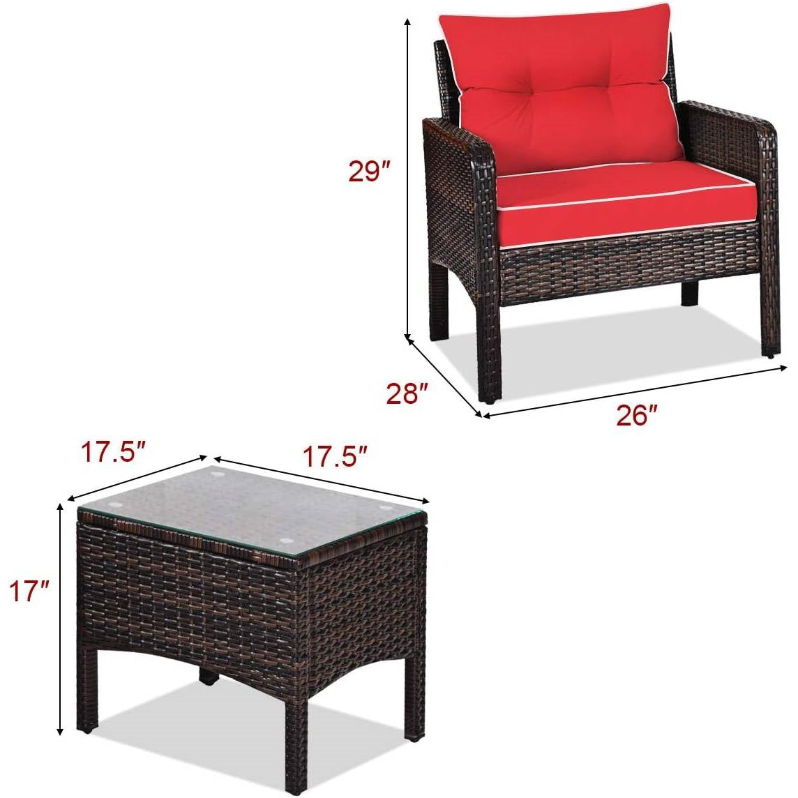 The Chill Charm 3-Piece Rattan Patio Set-Glamorocean Collection