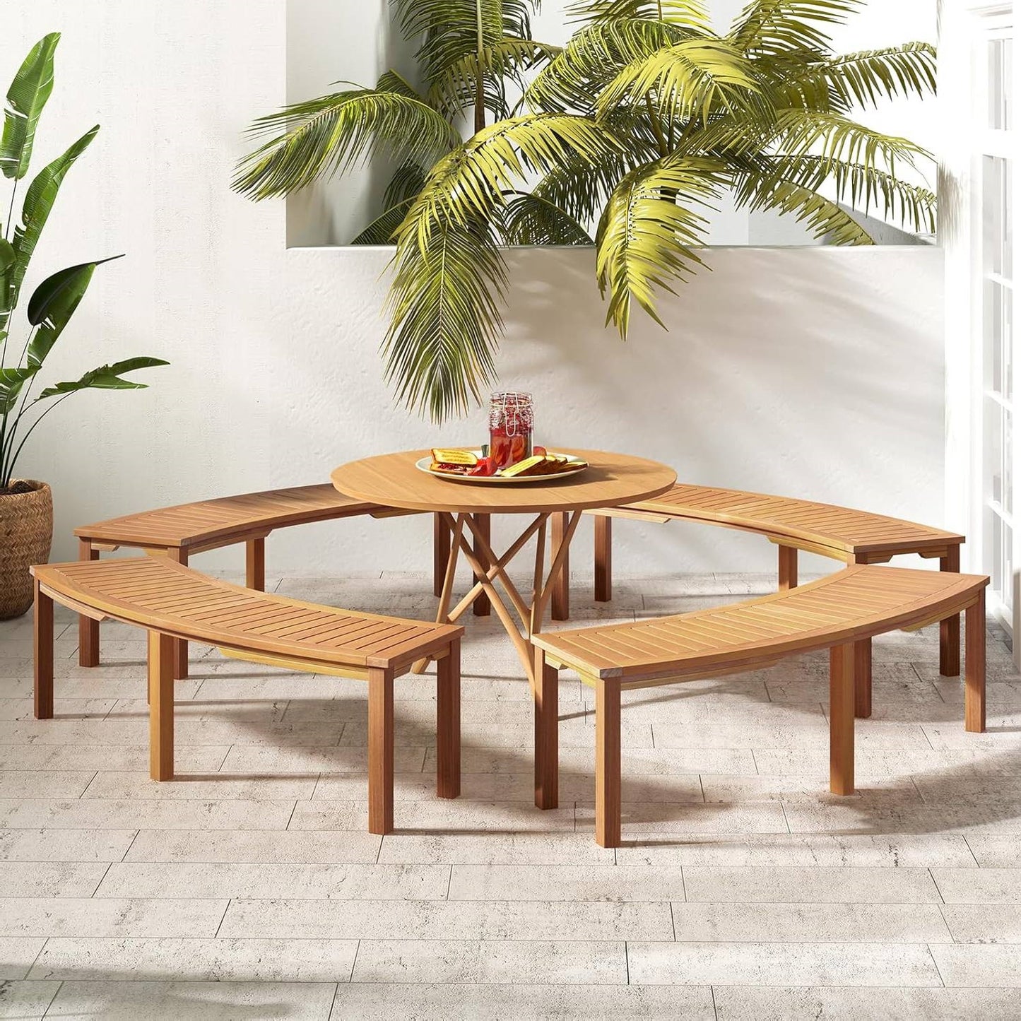 The Curve Appeal Outdoor Bench Set- Glamorocean Collection