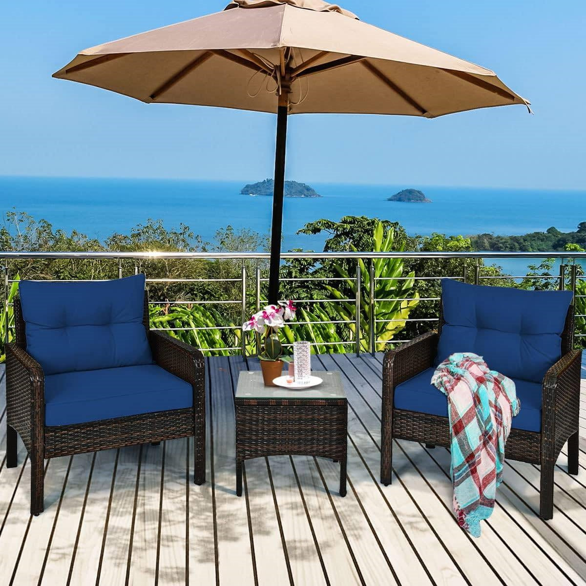 The Chill Charm 3-Piece Rattan Patio Set-Glamorocean Collection