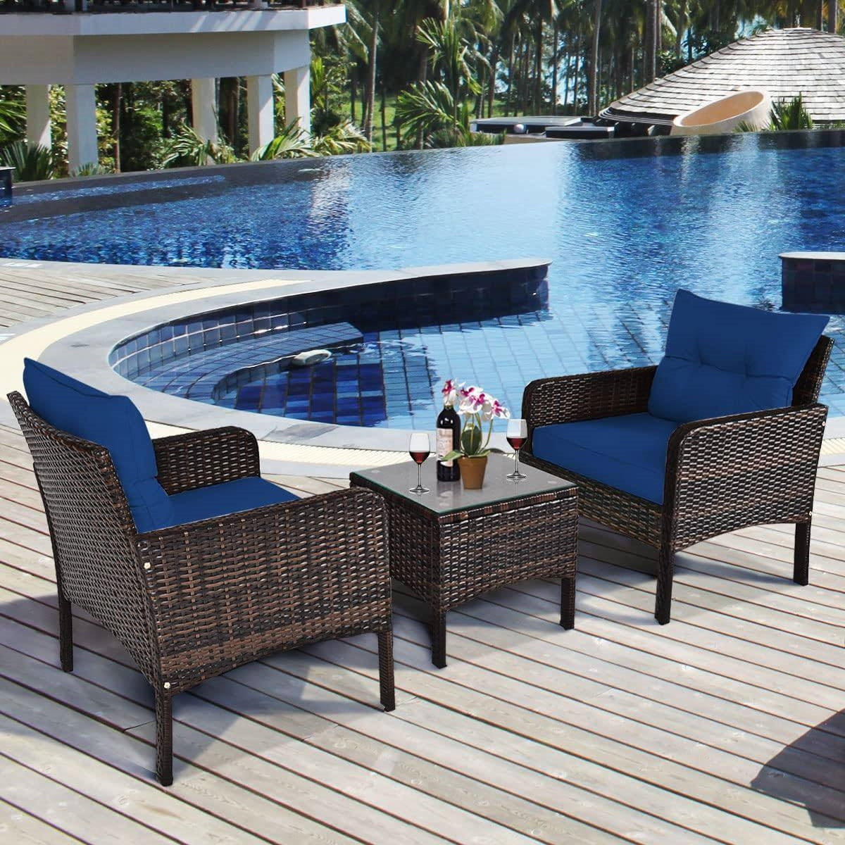 The Chill Charm 3-Piece Rattan Patio Set-Glamorocean Collection