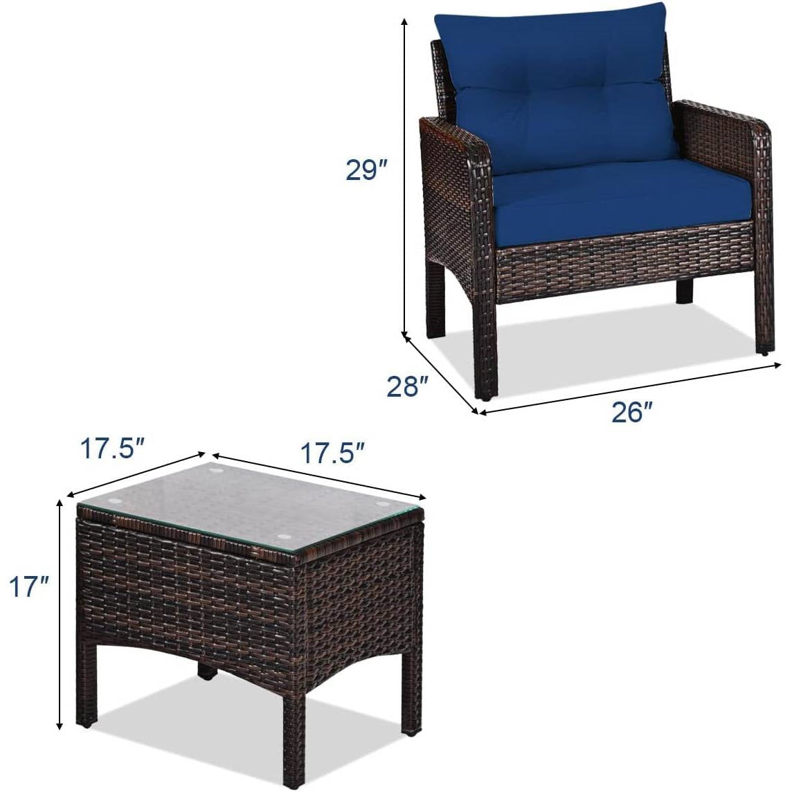 The Chill Charm 3-Piece Rattan Patio Set-Glamorocean Collection
