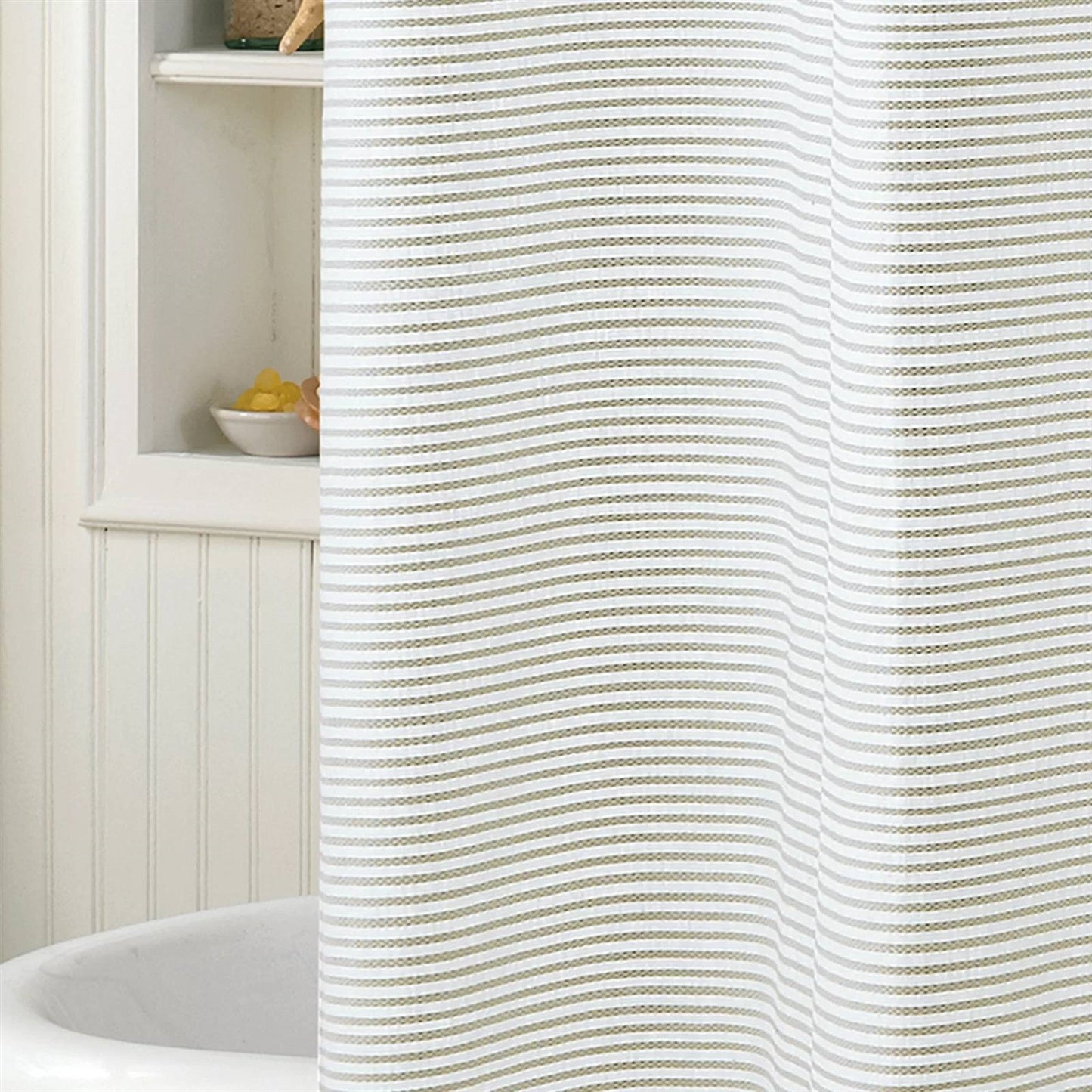 Tassel Wave Coastal Stripes Shower Curtain- Spa Collection