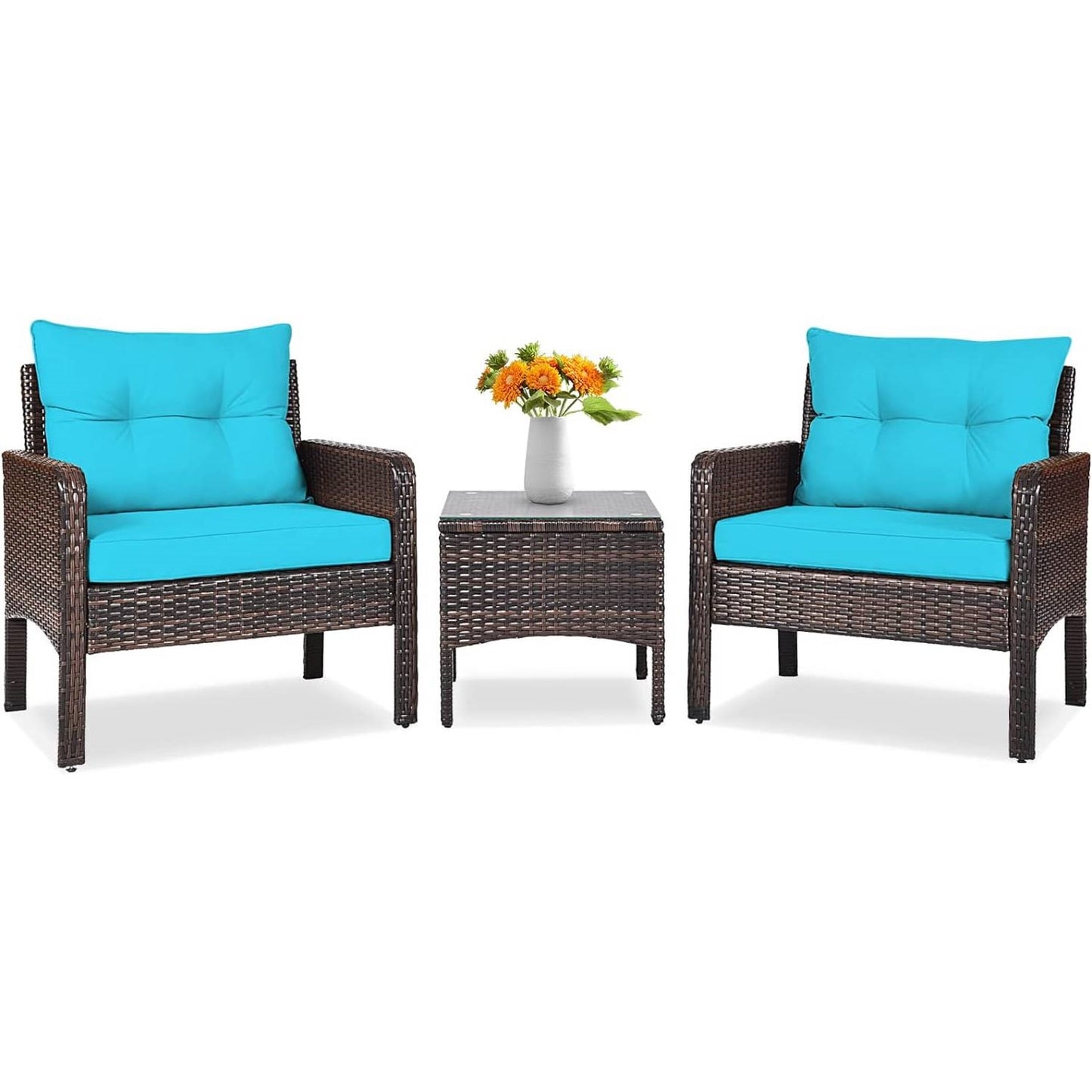The Chill Charm 3-Piece Rattan Patio Set-Glamorocean Collection