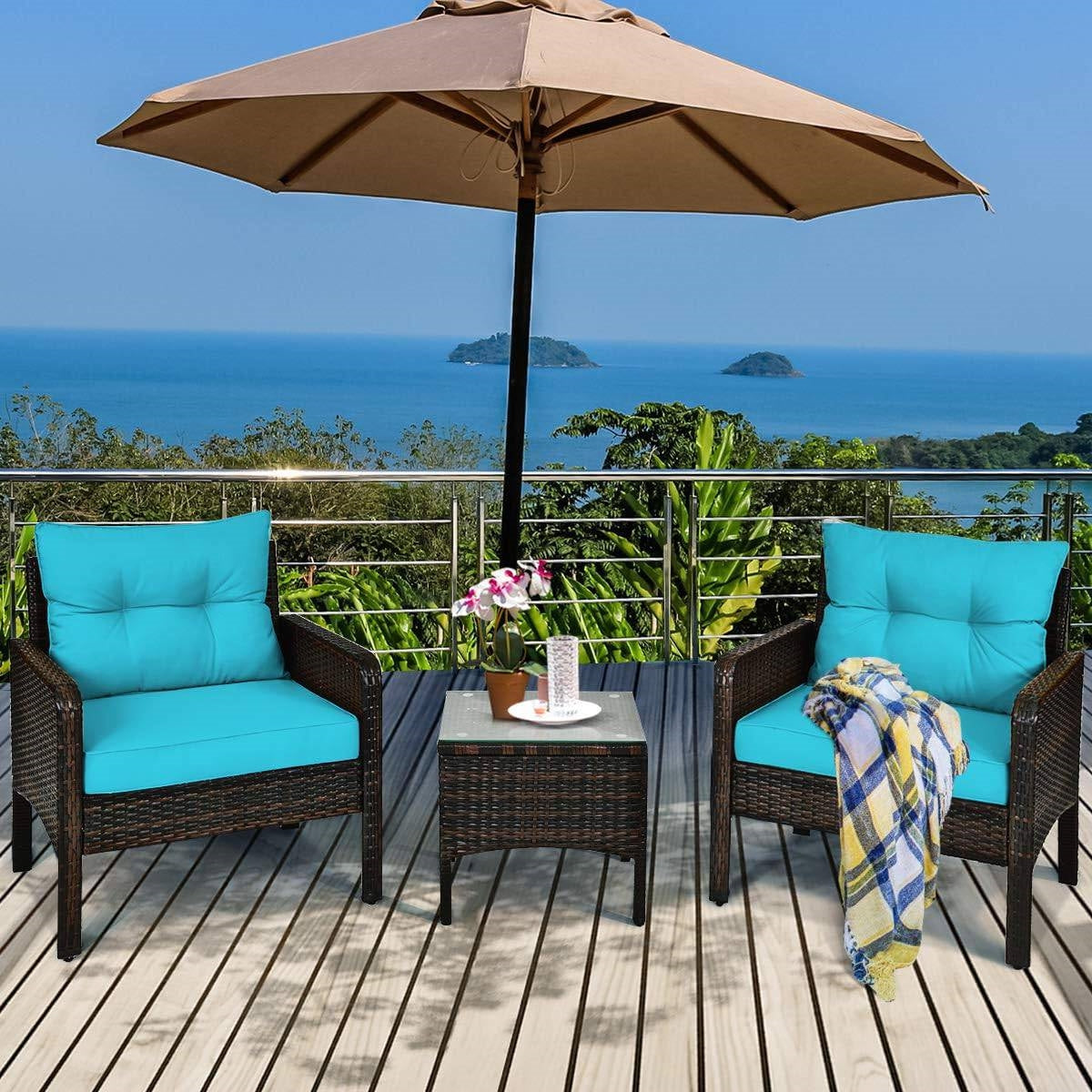 The Chill Charm 3-Piece Rattan Patio Set-Glamorocean Collection
