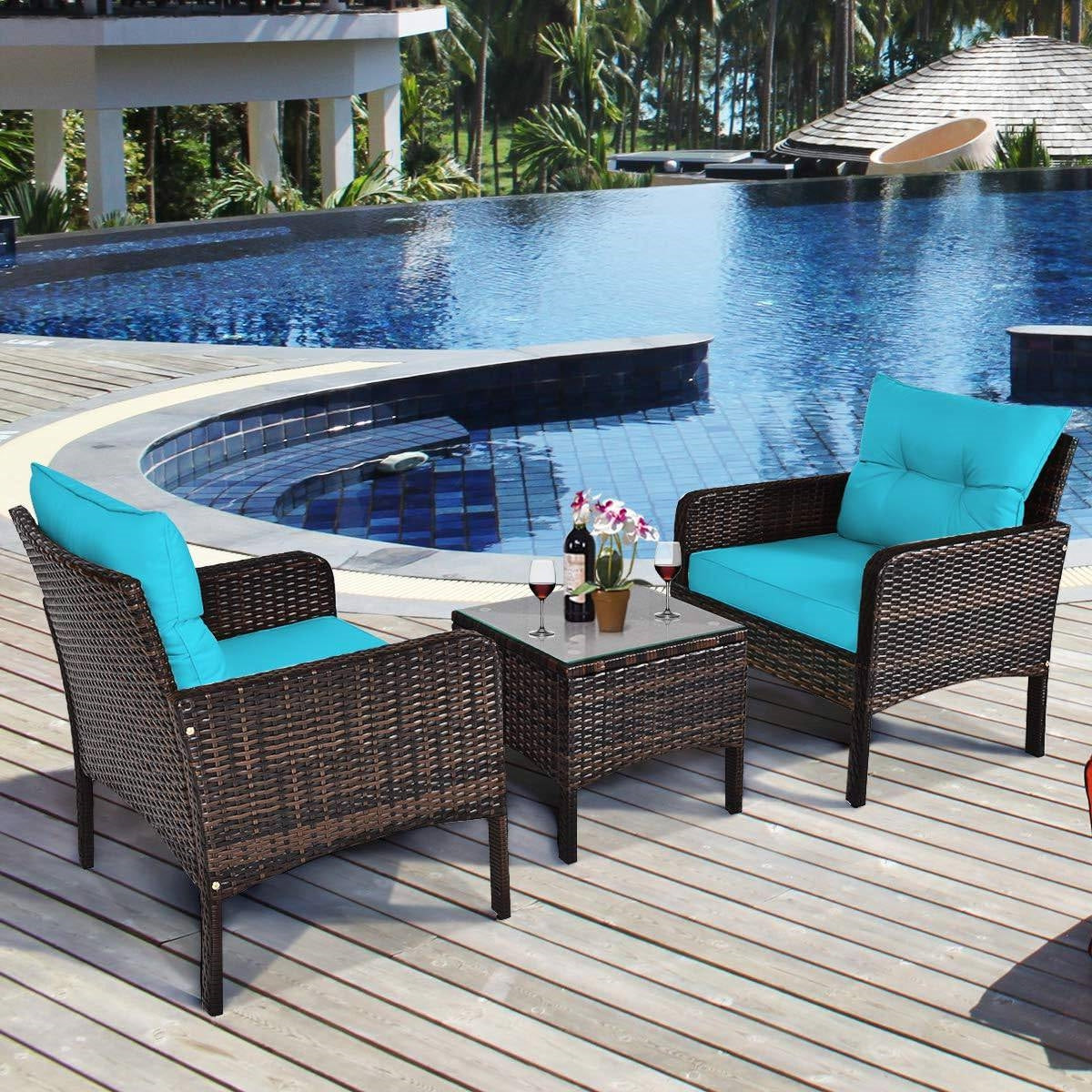 The Chill Charm 3-Piece Rattan Patio Set-Glamorocean Collection