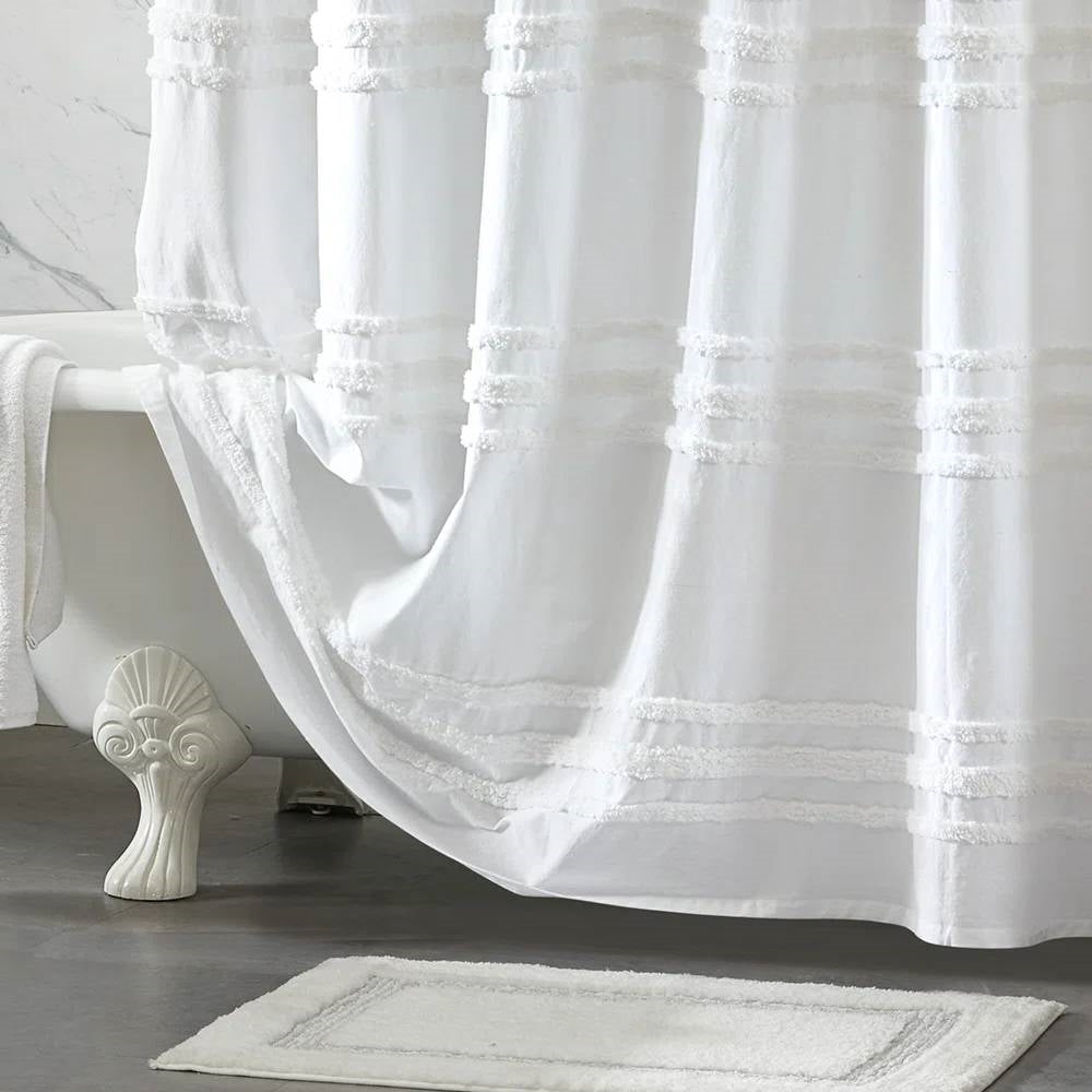 Chic Stripe Chenille Shower Curtain- Spa Collection