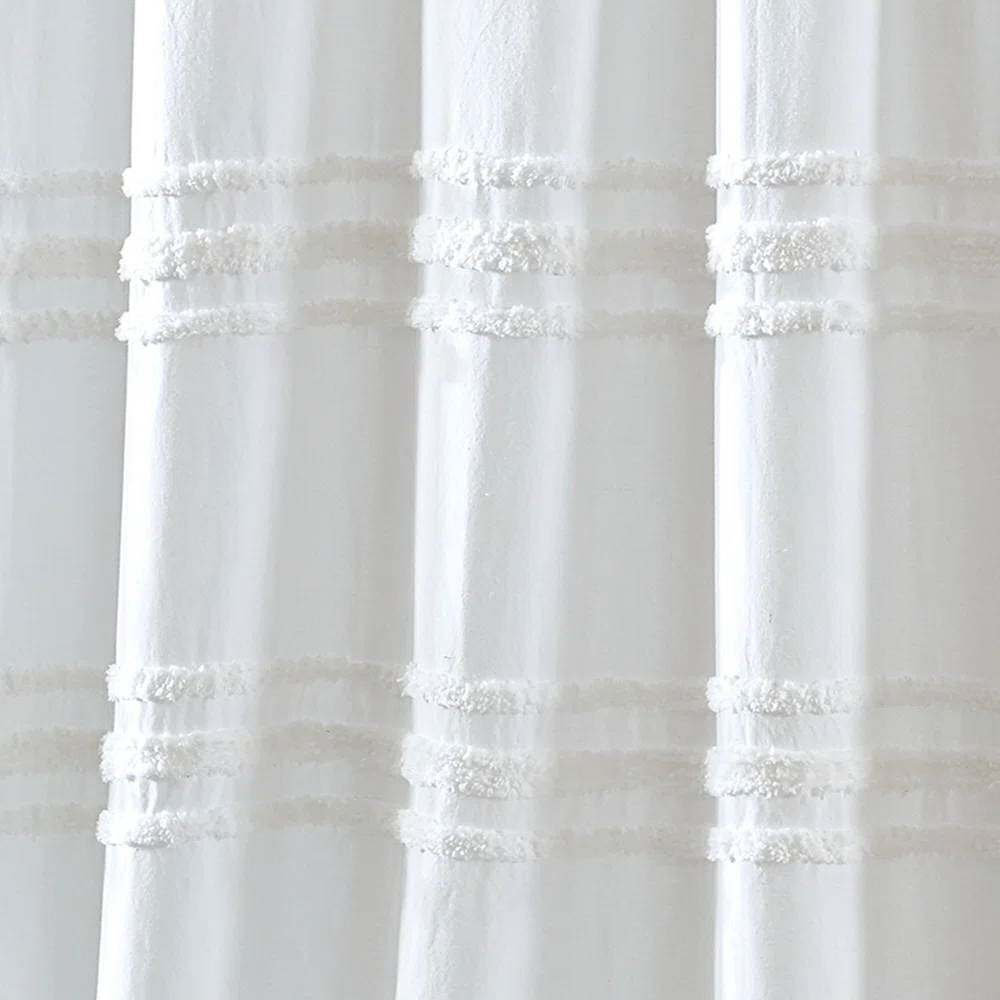 Chic Stripe Chenille Shower Curtain- Spa Collection