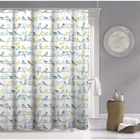 Soaring Serenity Bird Print Shower Curtain- Spa Collection