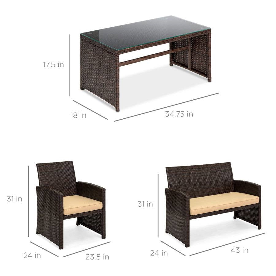 The Wicker Whisper 4-Piece Patio Lounge Set- Glamorocean Collection