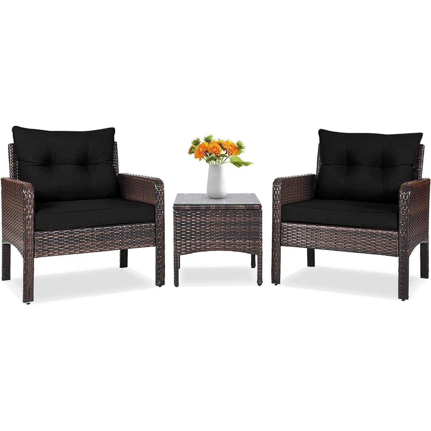 The Chill Charm 3-Piece Rattan Patio Set-Glamorocean Collection