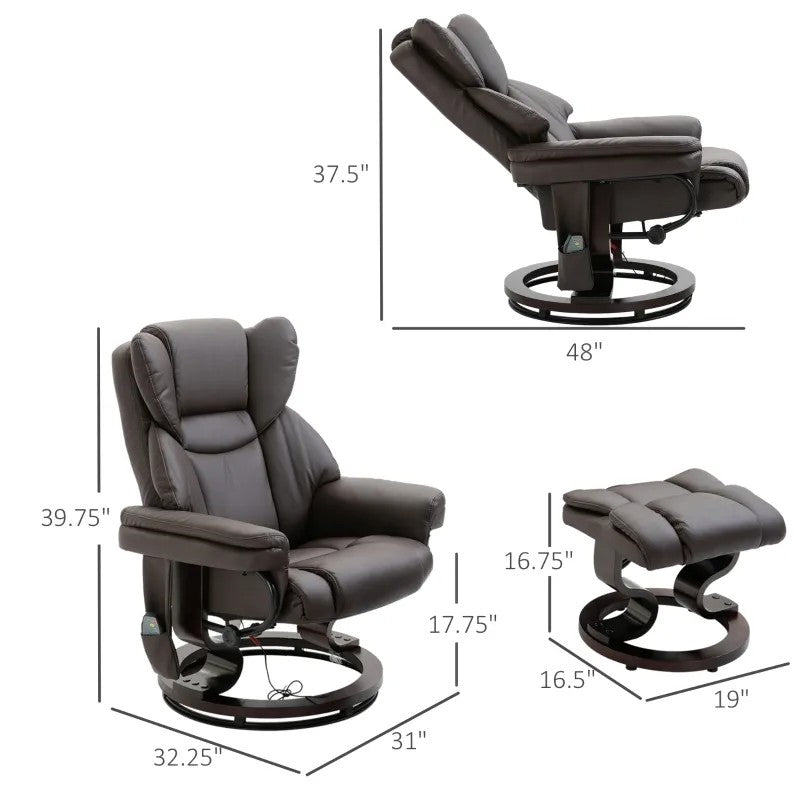 The Boss Mode Recliner & Ottoman Massage Throne- Earth Tone Collection