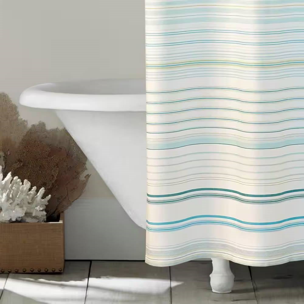 Coastal Breeze Cabana Stripe Shower Curtain- Spa Collection