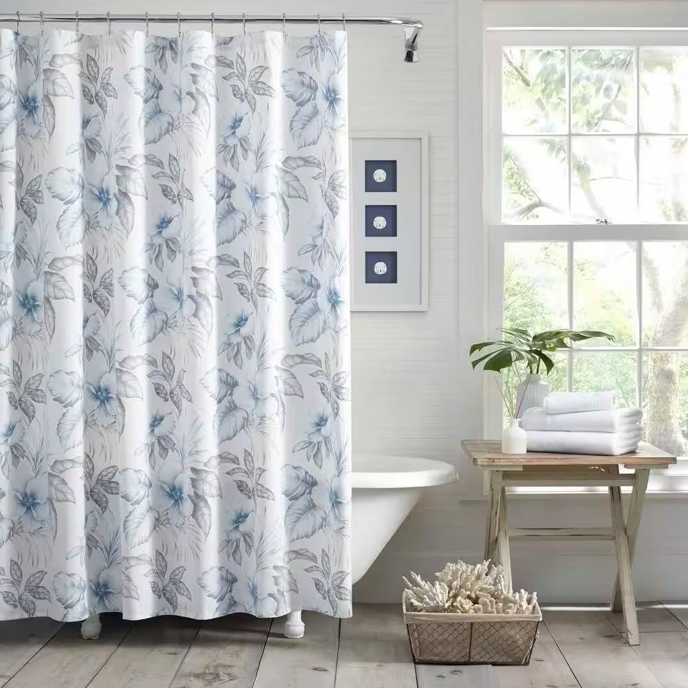 Paradise Bloom Cotton Shower Curtain- Spa Collection