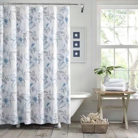 Paradise Bloom Cotton Shower Curtain- Spa Collection