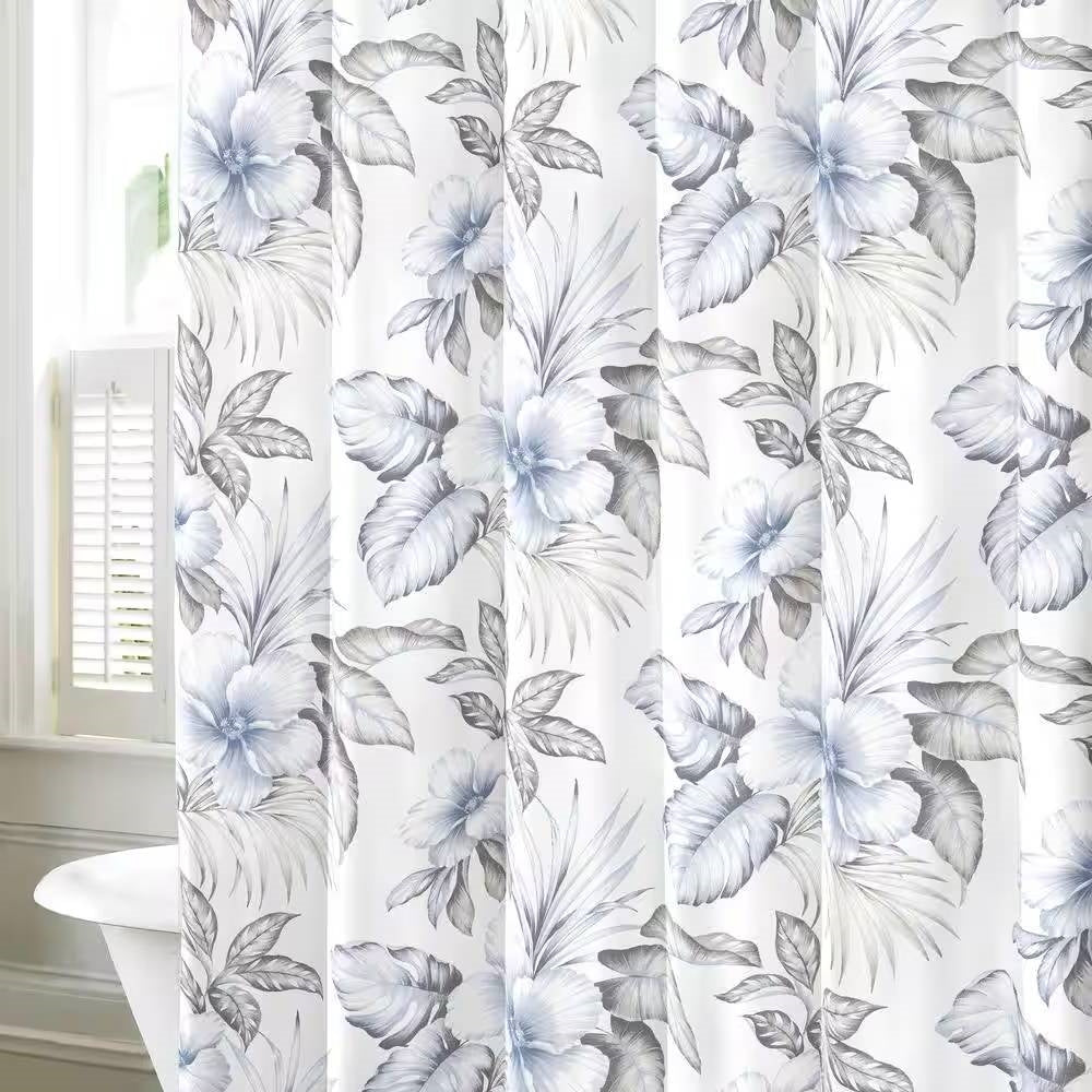 Paradise Bloom Cotton Shower Curtain- Spa Collection