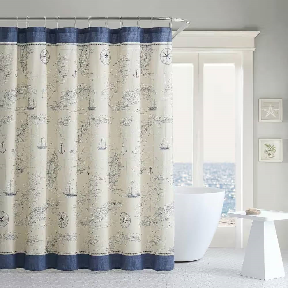 Florida Keys Nautical Map Shower Curtain- Spa Collection