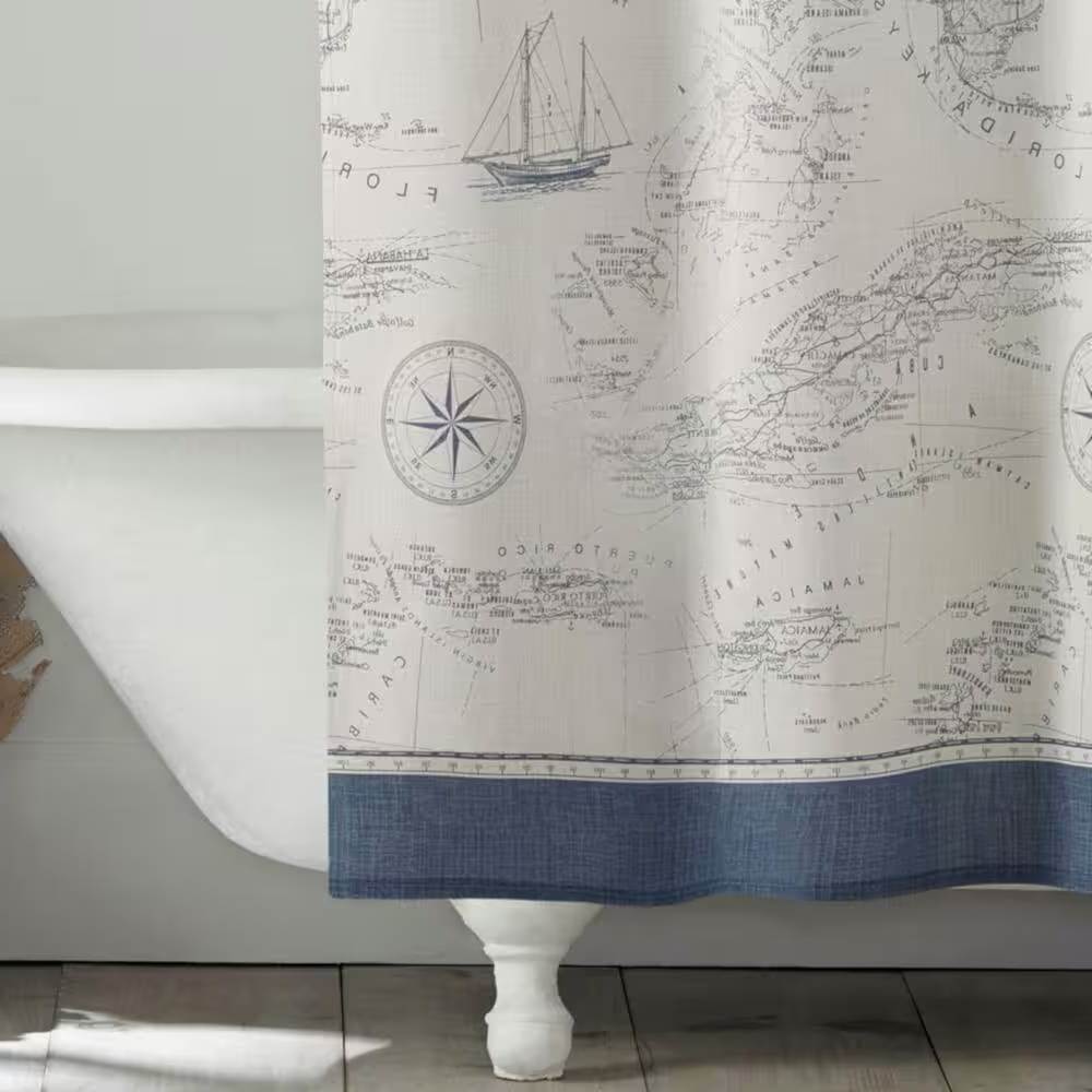 Florida Keys Nautical Map Shower Curtain- Spa Collection