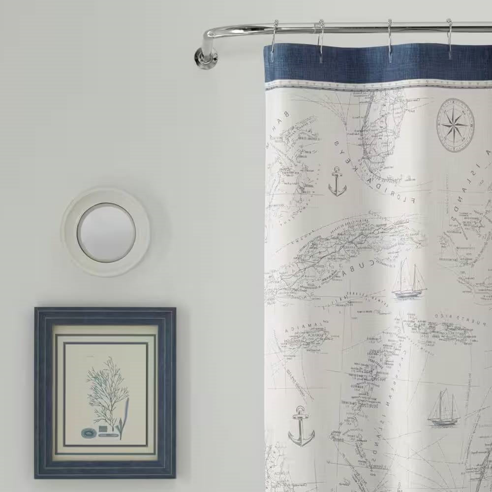 Florida Keys Nautical Map Shower Curtain- Spa Collection