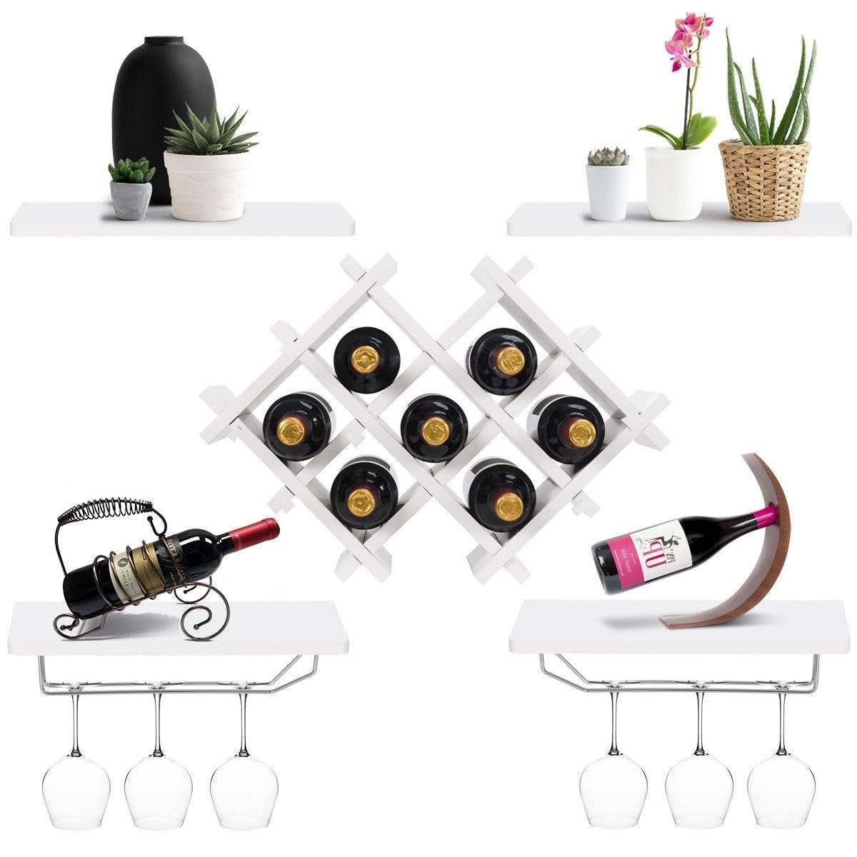 Sip & Display Wall-Mounted Wine Rack Set- Earth Tone Collection