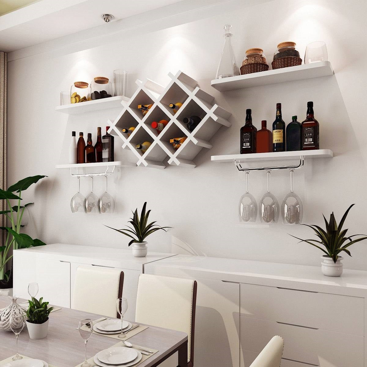 Sip & Display Wall-Mounted Wine Rack Set- Earth Tone Collection