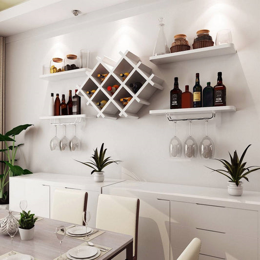 Sip & Display Wall-Mounted Wine Rack Set- Earth Tone Collection