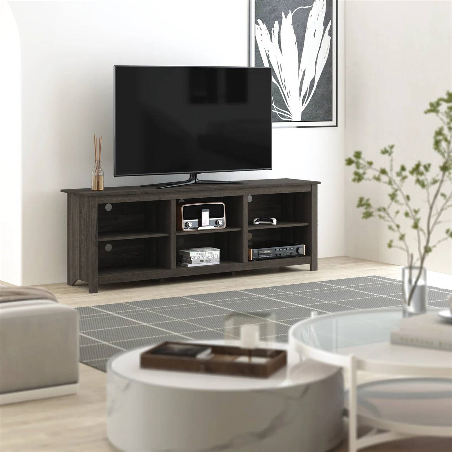 The Mainstage 70" TV Console – Dark Walnut Swagger- Glamorocean Collection