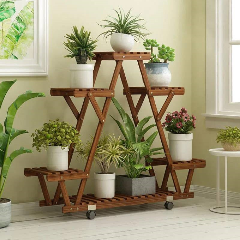 The Pine Parade on Wheels Plant Stand- Earth Tone Collection