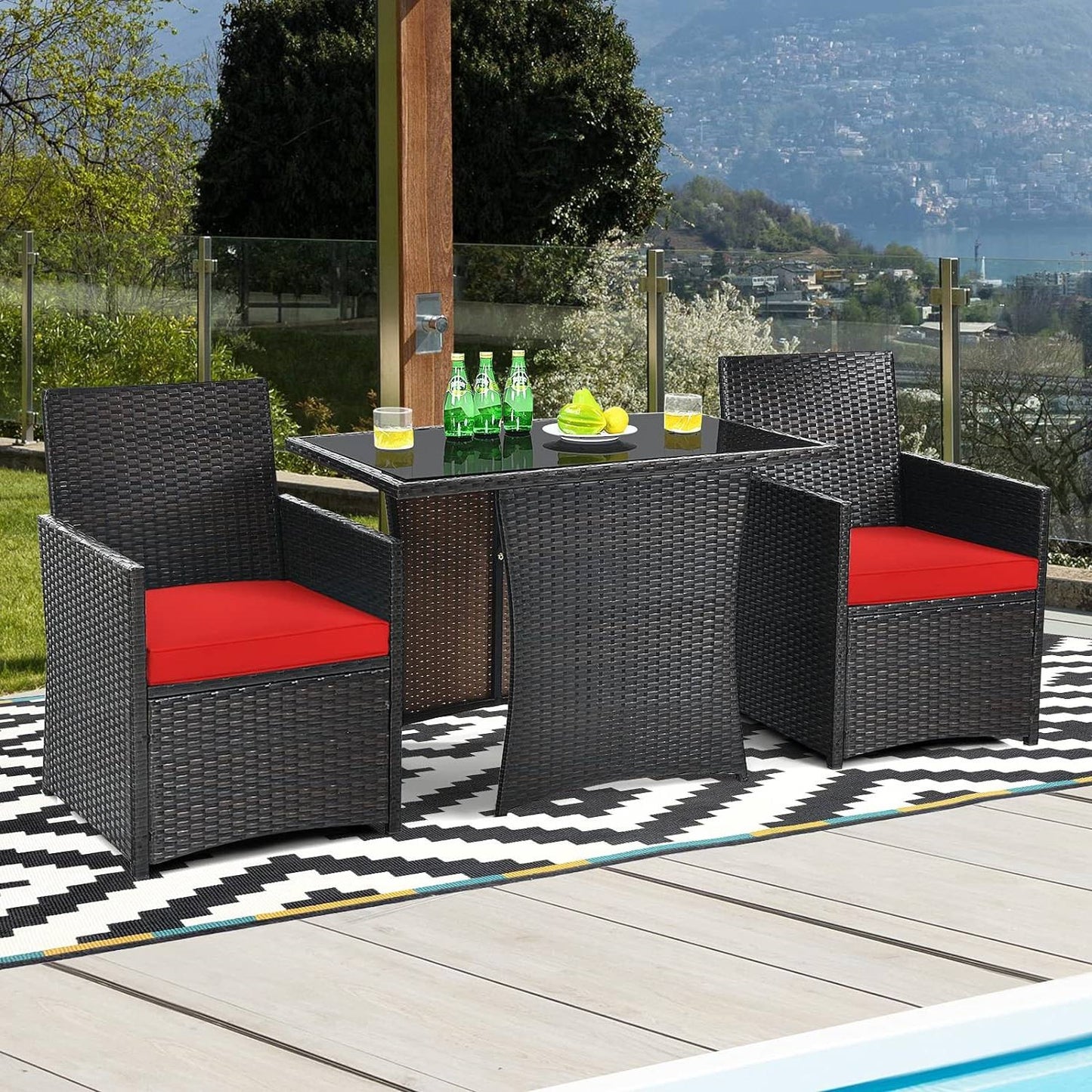 The Cozy Cove 3-Piece Patio Bistro Set- Glamorocean Collection