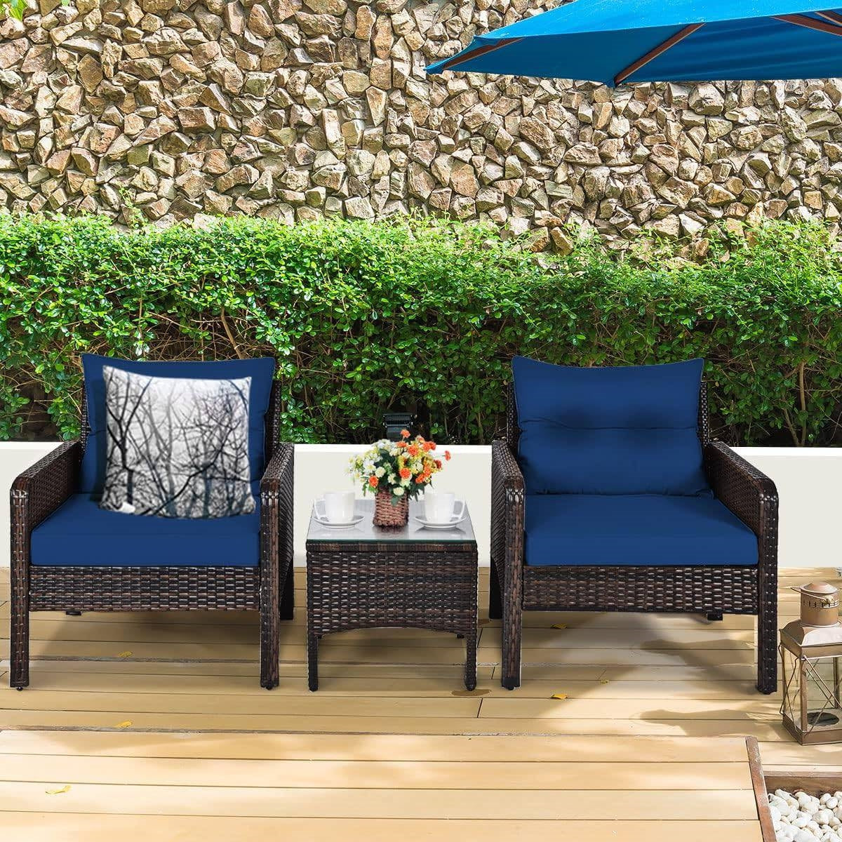 The Chill Charm 3-Piece Rattan Patio Set-Glamorocean Collection