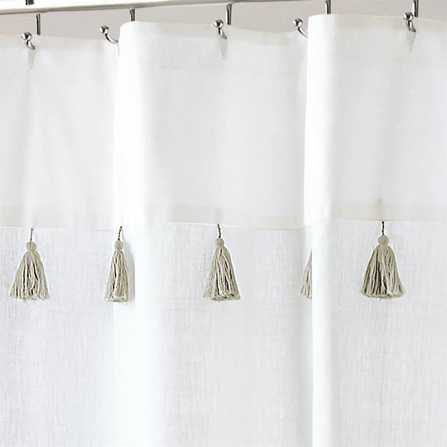 Tassel Wave Coastal Stripes Shower Curtain- Spa Collection
